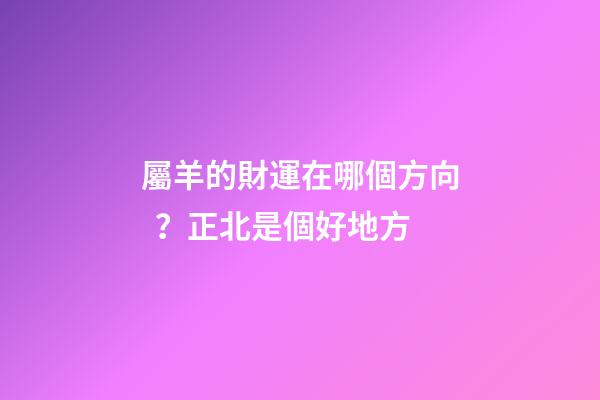 屬羊的財運在哪個方向？正北是個好地方
